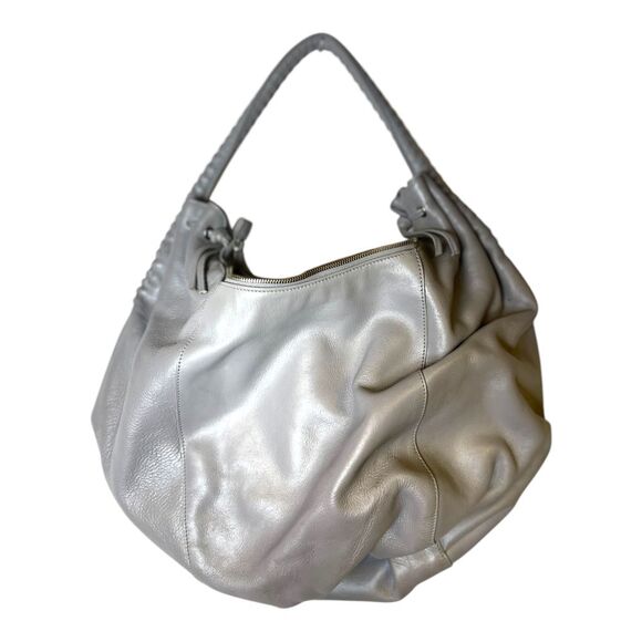Paolo Masi Grey Italian Leather‎ Hobo Bag With Braided Strap